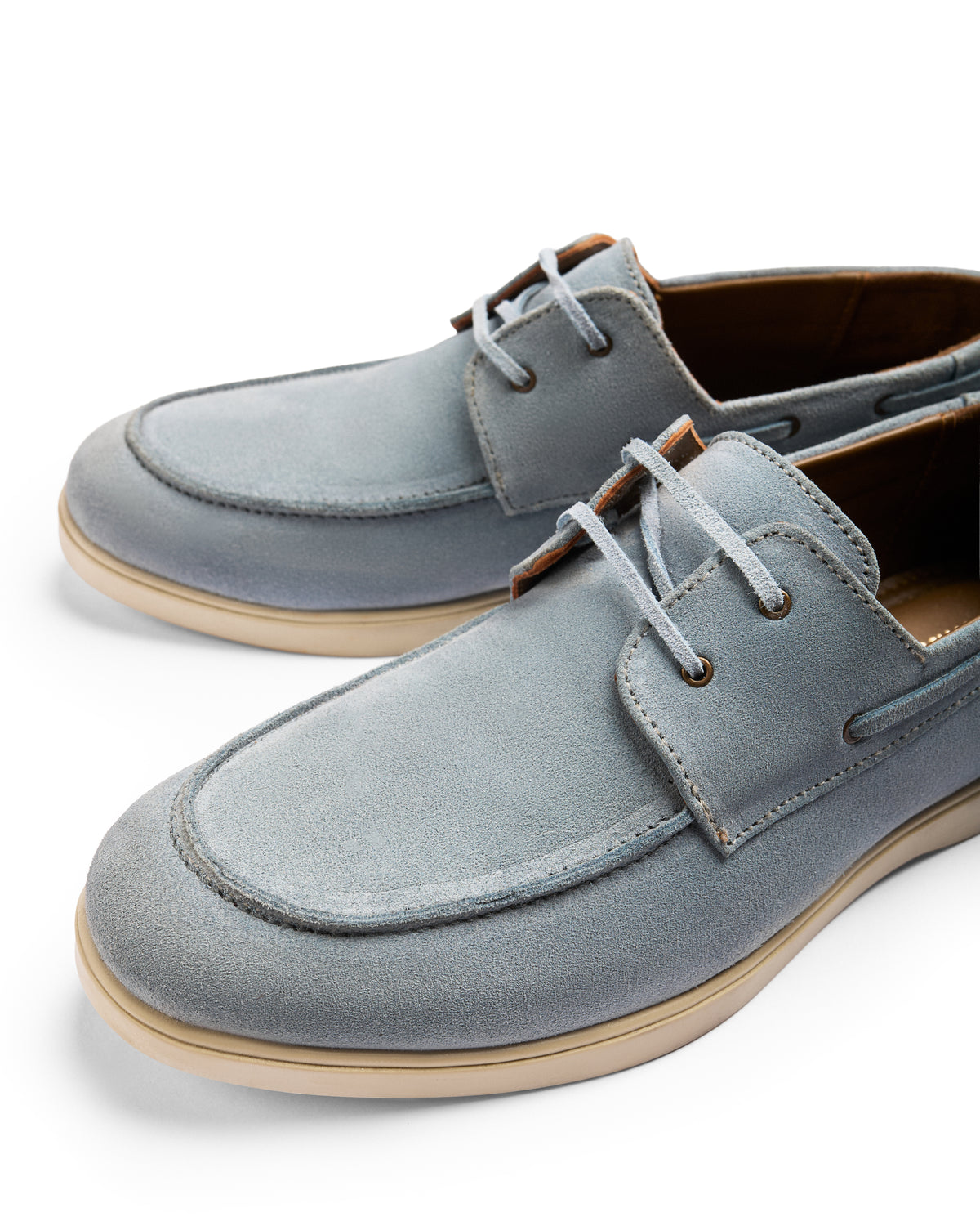 Open Tab - Fine suede Boat Shoe, Powder Blue