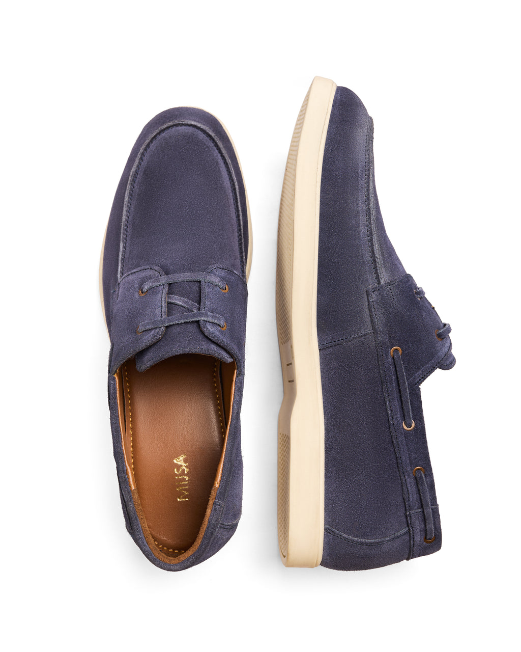 Open Tab - Fine suede Boat Shoe, Navy Blue