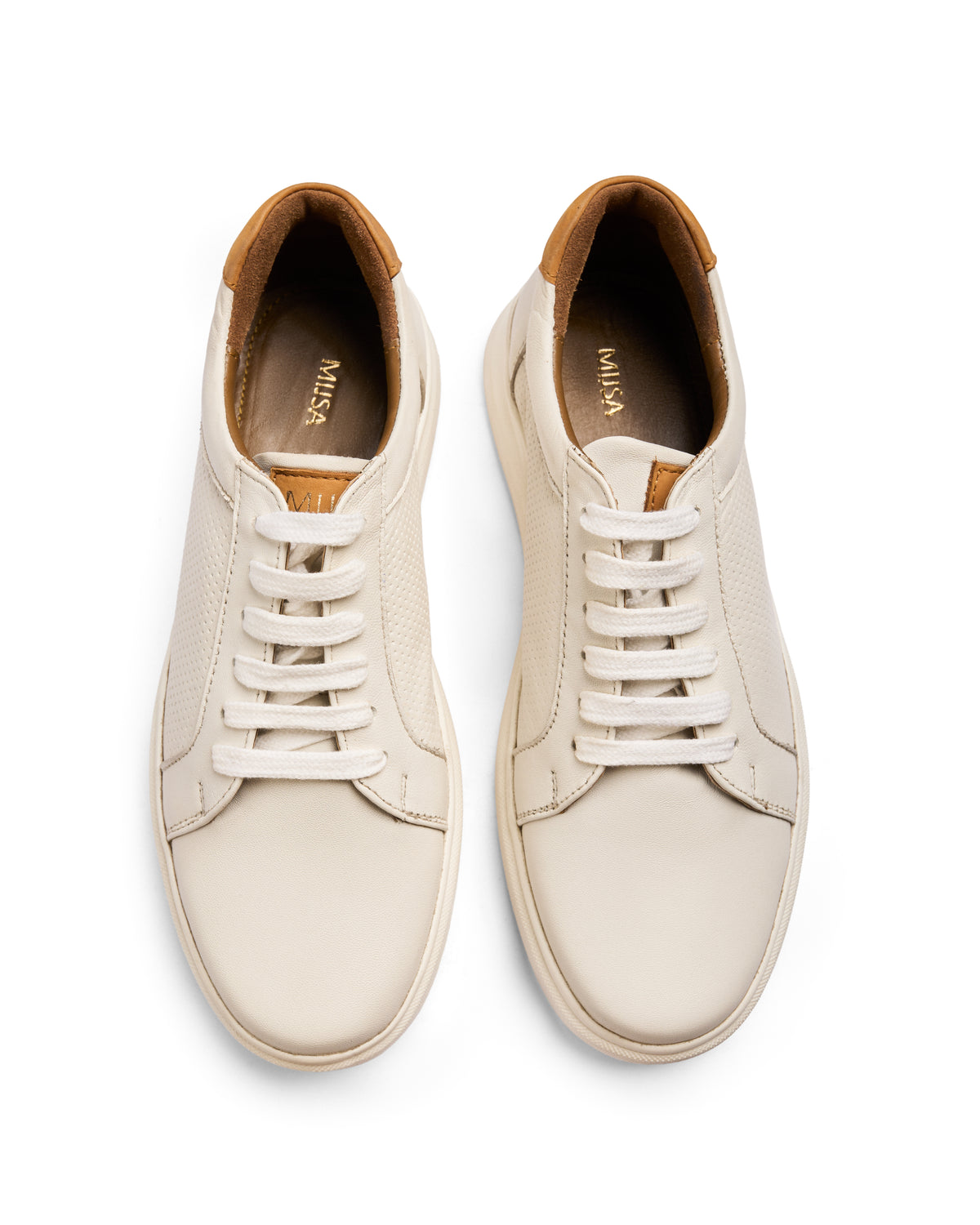 Off Duty - Genuine Crust leather Lace-Up Sneaker, White Tan