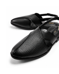 Home Ground - Genuine leather Peshawari Chappal, Black