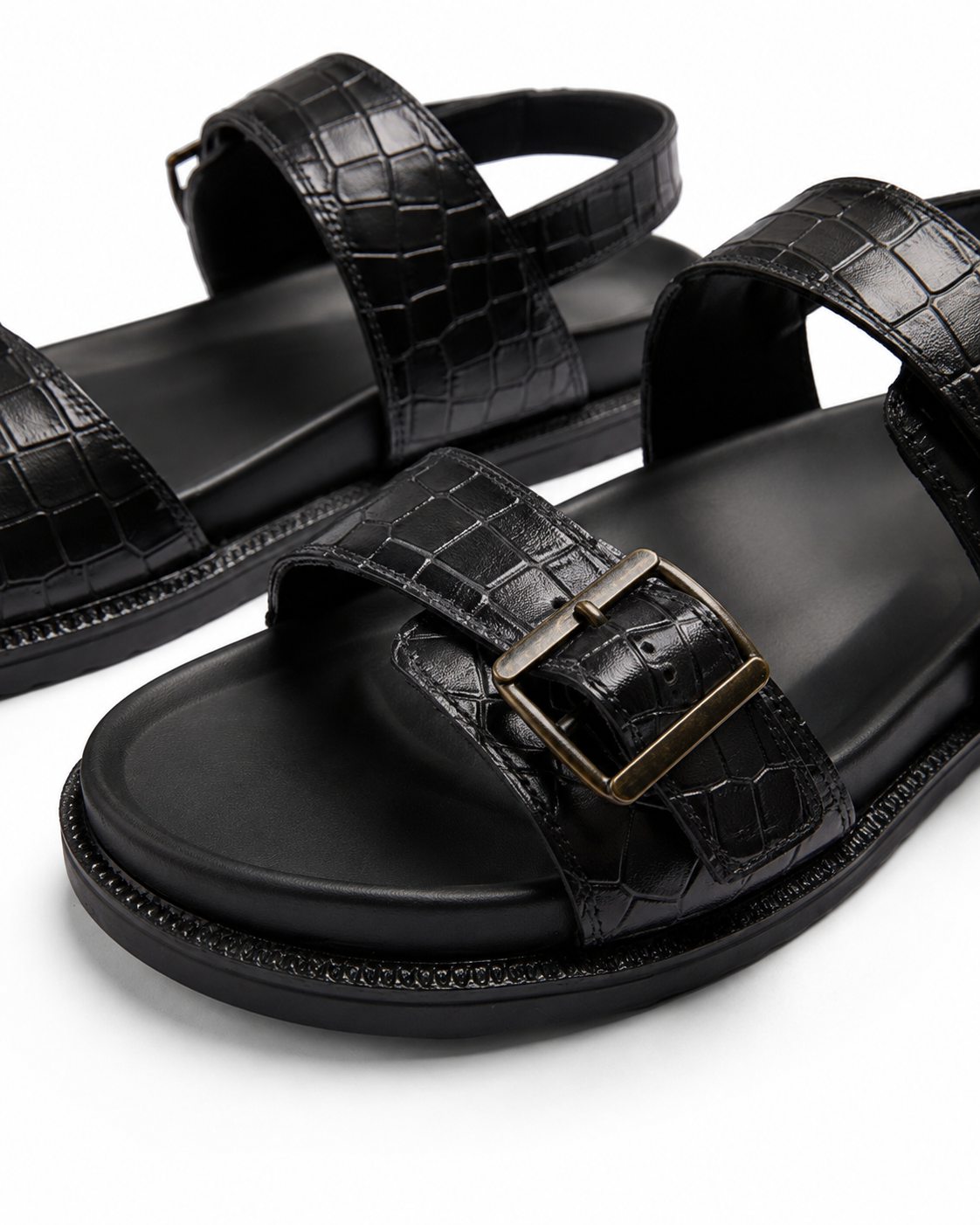 Bold Claim - Genuine leather Sandal, Black
