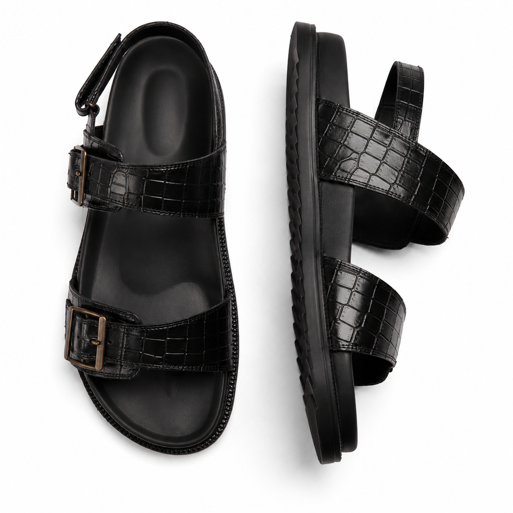Bold Claim - Genuine leather Sandal, Black