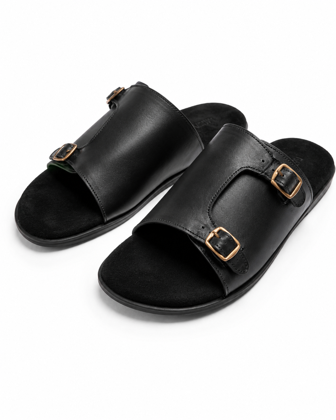 Short Answer - Genuine leather Slide, Black