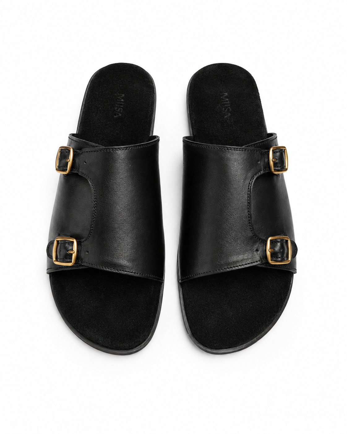 Short Answer - Genuine leather Slide, Black