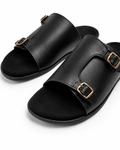 Short Answer - Genuine leather Slide, Black