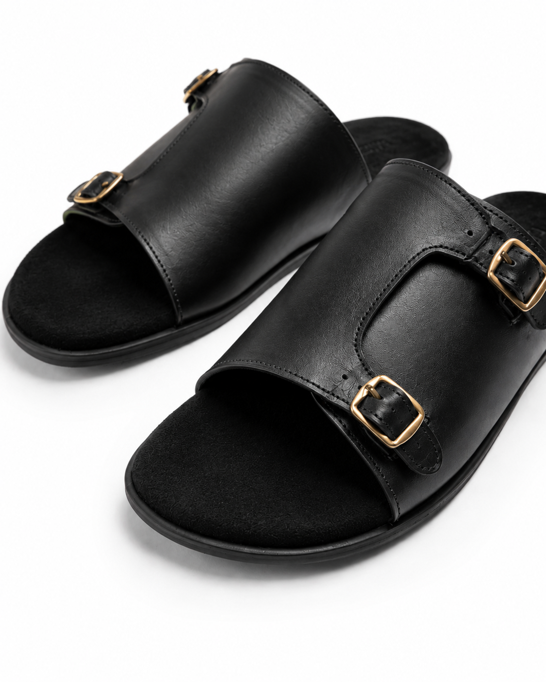 Short Answer - Genuine leather Slide, Black