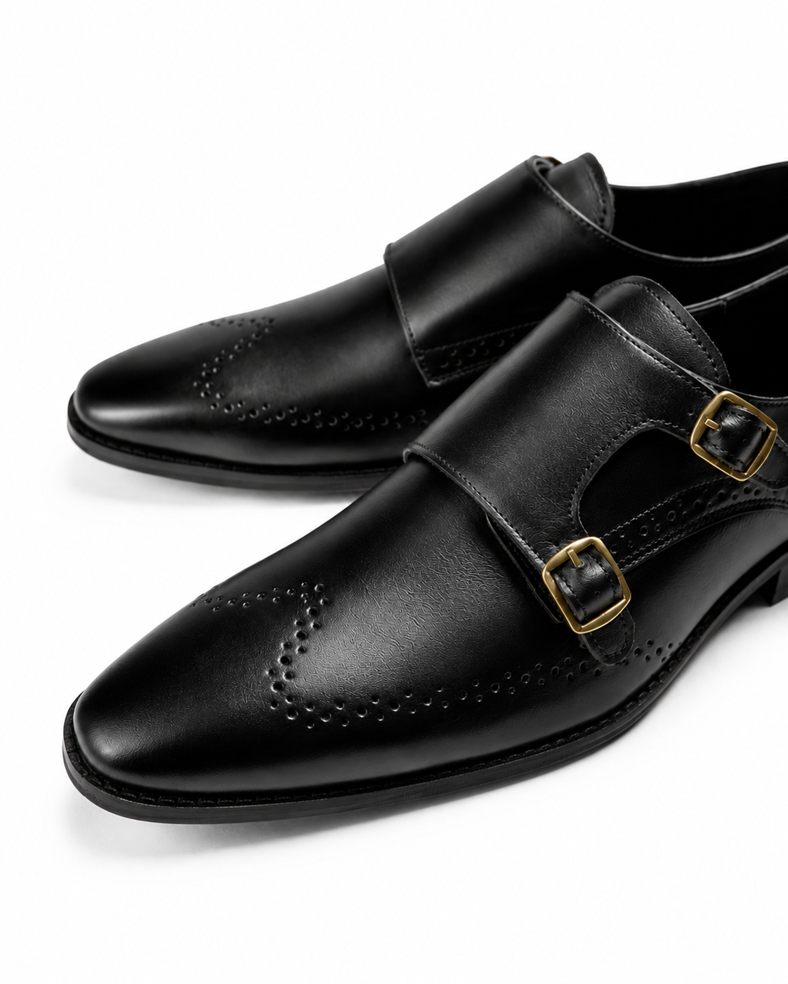 First Principles - Genuine leather Monk Strap, Black