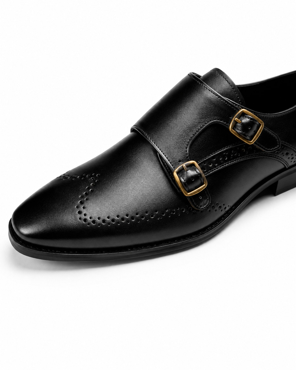 First Principles - Genuine leather Monk Strap, Black