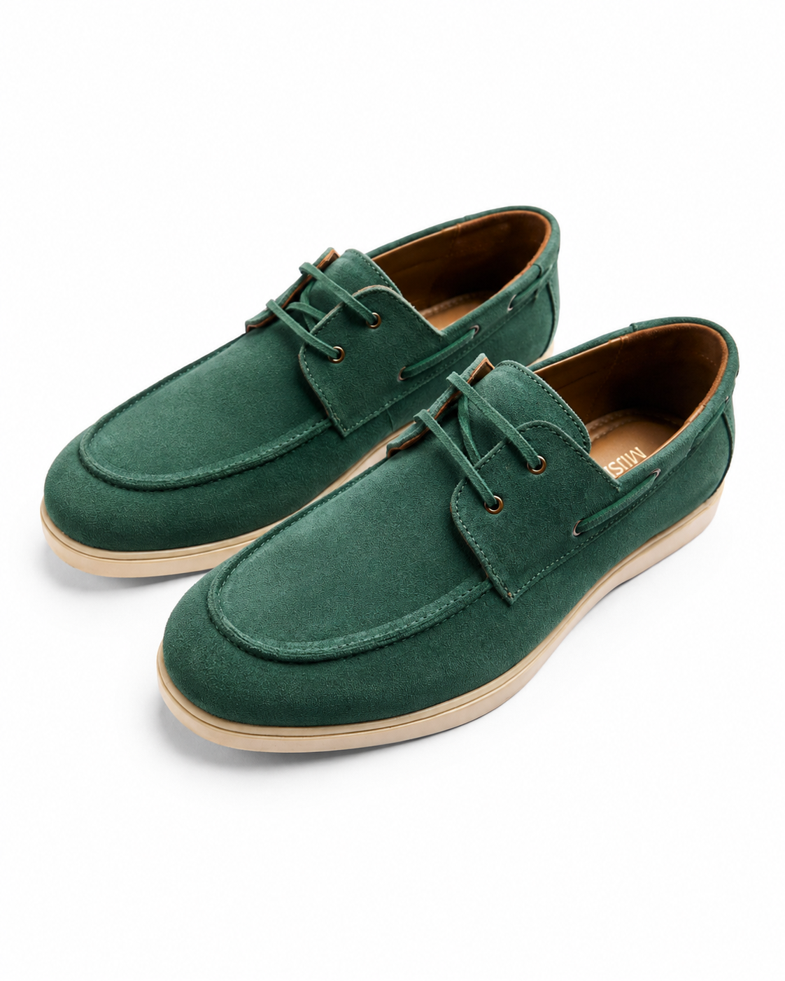 Open Tab - Fine suede Boat Shoe, Olive Green