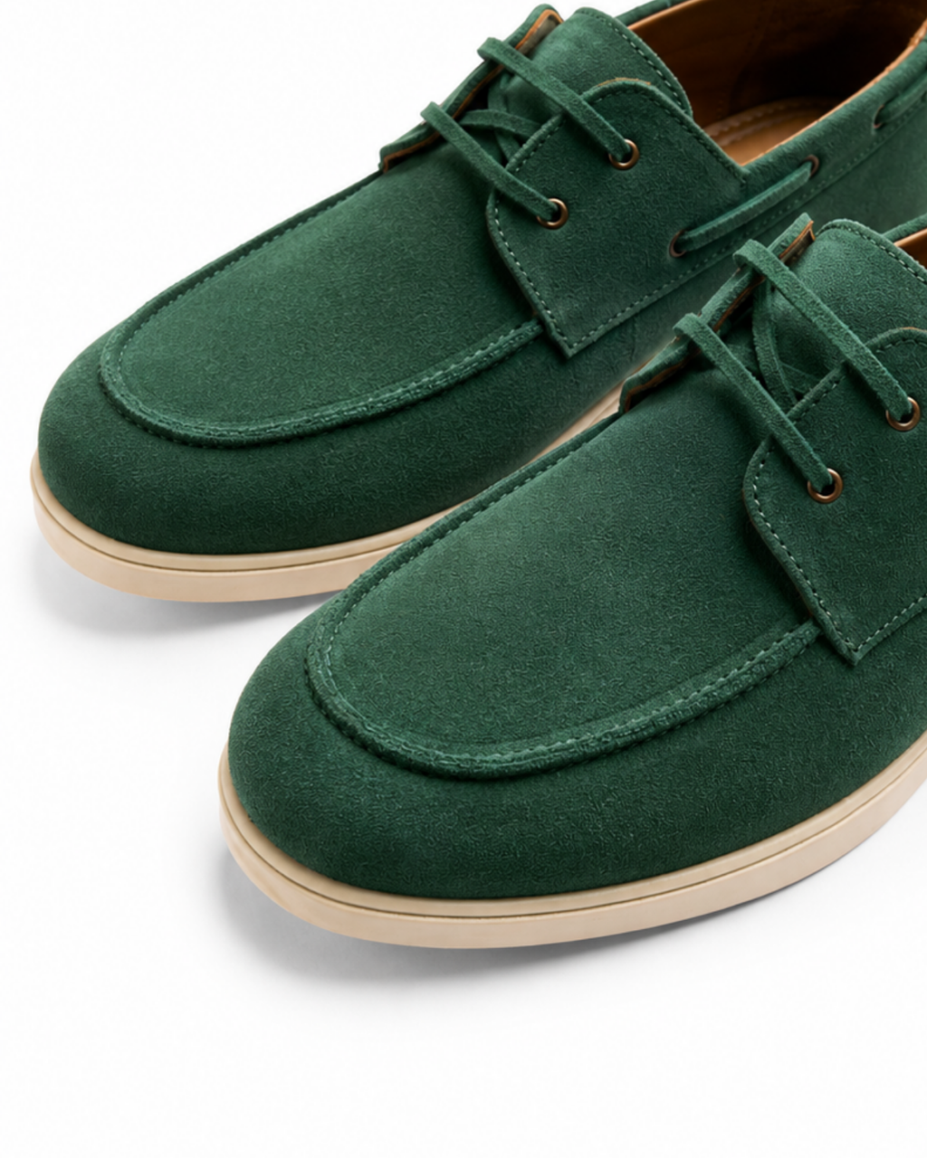 Open Tab - Fine suede Boat Shoe, Olive Green